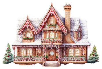 Fototapeta premium PNG Festive gingerbread house illustration