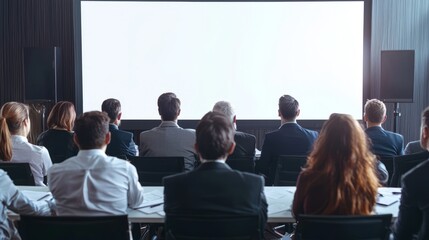 Business Conference Audience Watching Presentation on Screen