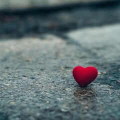 Fototapeta premium A beautiful handmade heart placed on a concrete surface. The concept that love will find a way to the heart.