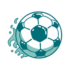 Obraz premium Teal soccer ball icon with splash design, sports and recreation concept