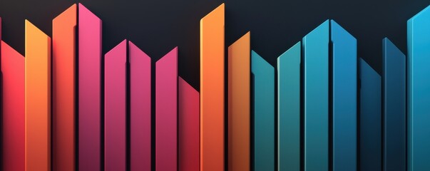 Dynamic color bars create a vibrant visual effect, representing growth, progress, and creativity in design and data representation.