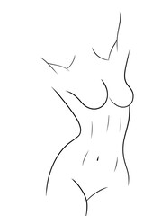 illustration d'une silhouette de corps nue, dessin ligne 