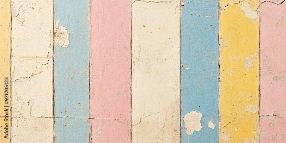 Poster Vintage Striped Wood Wall in Pastel Colors