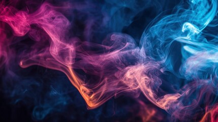 Obraz premium Abstract Swirls of Blue and Pink Smoke on a Dark Background
