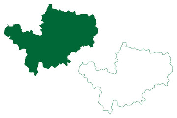 Obraz premium Ghaziabad district (Uttar Pradesh State, Republic of India) map vector illustration, scribble sketch Ghaziabad map