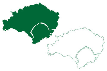 Ghazipur district (Uttar Pradesh State, Republic of India) map vector illustration, scribble sketch Ghazipur map