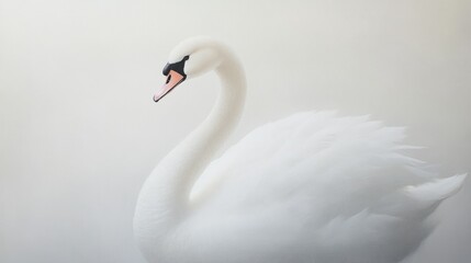 A White Swan With a Curved Neck in Profile