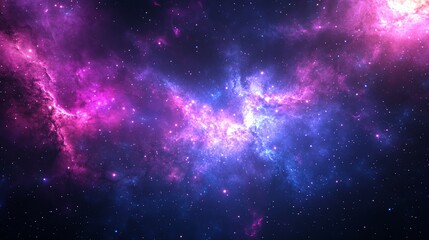 A stunning nebula with vibrant purple and blue colors.