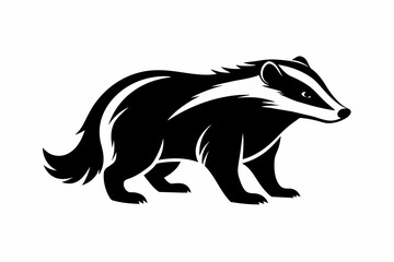 Beautiful animal badger silhouette logo black vector art illustration