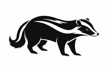 Beautiful animal badger silhouette logo black vector art illustration