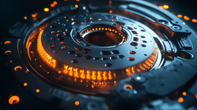 3D illustration of glowing digital data for car disc brake parts and functions showcasing both disc and drum brake systems against a dark background Concept represents technology in the