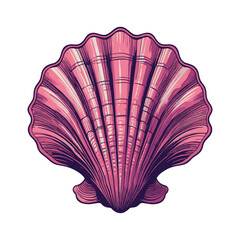 Vibrant Pink Seashell Illustration with Textured Ridges