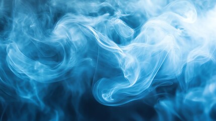 Abstract image of swirling blue smoke against a dark background.