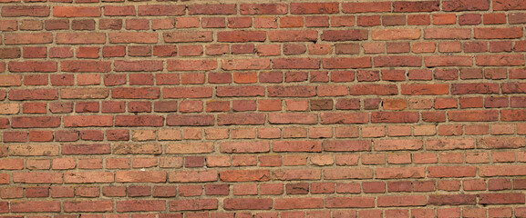 high resolution panorama brick wall made of old red brick