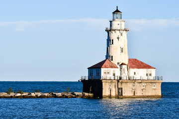 Lighthouse sitting on Lake Michigan 