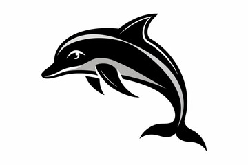 Dolphin silhouette logo black vector art illustration