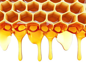 Golden honey dripping from comb