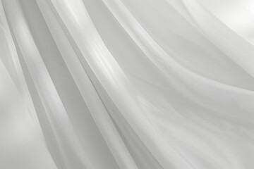 Obraz premium Abstract Background With Flowing White Fabric, Wavy Silk, Delicate Texture, Soft Drapery.