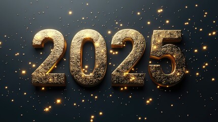 Golden Glitter 2025 New Year Celebration with Sparkling Confetti and Numbers