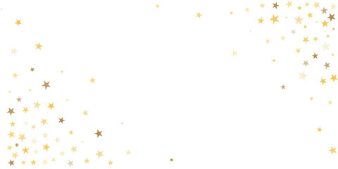 Gold stars vector background, sparkling Christmas confetti falling isolated corner. Shining flying golden stars glitter backdrop, sparkle border