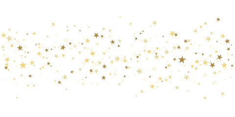 Gold stars vector background, sparkling Christmas confetti falling isolated. Shining flying golden stars glitter backdrop, sparkle border