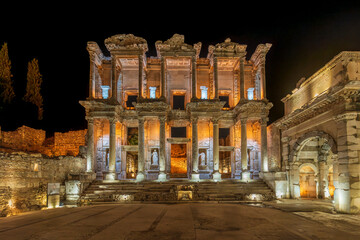 The Ephesus Ancient City night view in Turkey