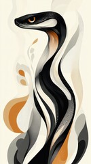 Abstract Snake Artwork with Fluid Lines and Earth Tones in Modern Minimalist Style