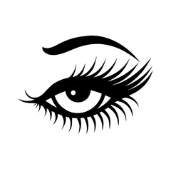 Female Makeup Items Eye and Eyelash Silhouette Icon - Transparent Background Clipart for Beauty Designs