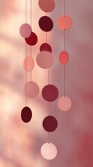 ** Pink Mobile with Hanging Circular Decorations against Blurred Background