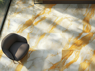 armchair on yellow floor, generative a.i.