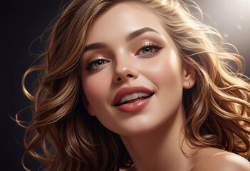 Obraz premium Pretty woman with makeup close up with model face