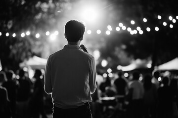 a handsome young man singing into a microphone, a portrait