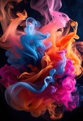 Obraz premium vibrant colorful smoke patterns creating dynamic visuals evocative designs mesmerizing display fluid motion, abstract, art, background, beauty, brightness