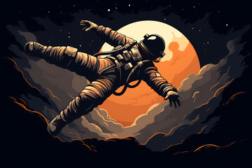 Naklejka premium Astronaut floating in the sky