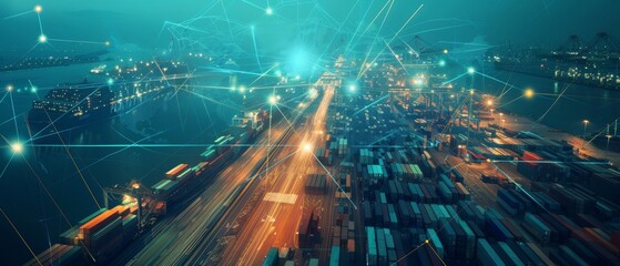 Advanced smart logistics and transport technology showcasing a global network with air cargo