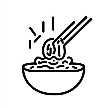 recommend clip art: Line art illustration of ramen noodles with a transparent background