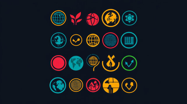 "Sustainable Development global goals vector design featuring a set of goals icons. This SDGs design resource highlights corporate social responsibility and sustainable development for a better world.