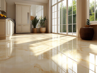 beige kitchen floor, generative a.i.