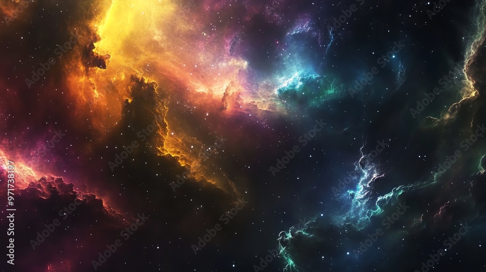 Wall mural abstract background of a cosmic nebula with swirling colors.