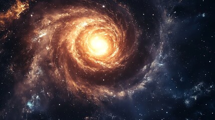 Obraz premium A breathtaking view of a spiral galaxy in space with a glowing core.