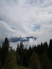 mountains in the clouds in the Austrian Alps