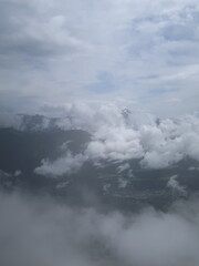 mountains in the clouds in the Austrian Alps