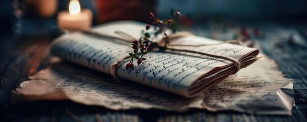 Handwritten letters with vintage paper, nostalgic and elegant, Vintage, Soft tones, Photograph, Personal touch