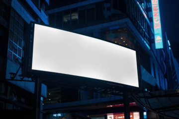 PNG  night digital billboard mockup, transparent design