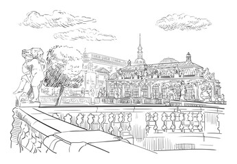 Dresden hand drawn attraction Germany landscape vector
