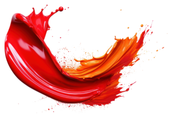 PNG Paint brush falling paint red splash white background splattered creativity.