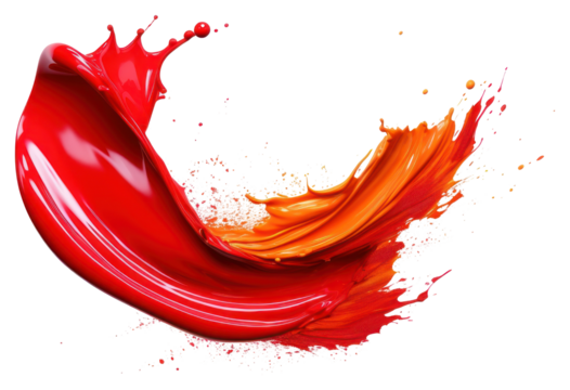 PNG Paint brush falling paint red splash white background splattered creativity.