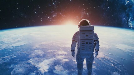 Astronaut Gazing at Earth