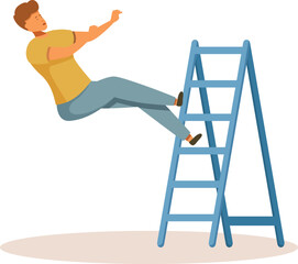 Construction worker is falling from a broken ladder while working on a renovation project © nsit0108