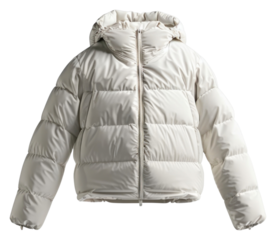 PNG Blank wite down jacket mockup clothing apparel coat.
